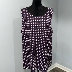 Talbots Woman size 3X knit jersey sleeveless top burgundy navy white geometric